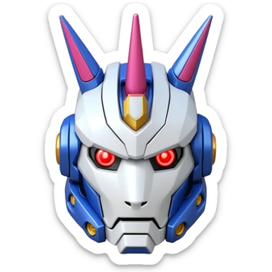 Gundam RX-0 Unicorn robot head, back view sticker