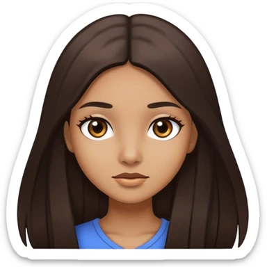 girl with light brown skin, dark eyes and dark straight long hair sticker