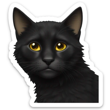 Chat noir avec beaucoup de poile sticker