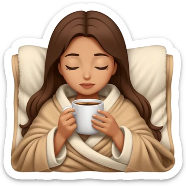 girl inside a blanket sipping coffee eyes closed sticker