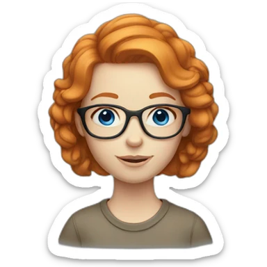 ginger girl glasses blue eyes sticker