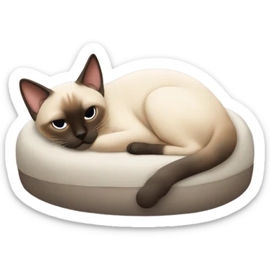 sleepy siamese cat on bed sticker
