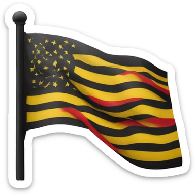 A wavy flag with a yellow circle in the middle with black on top and red on the bottom  sticker