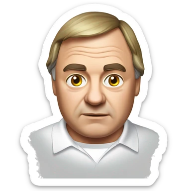 John Prescott with egg on his and wearing a white polo t-shirt sticker