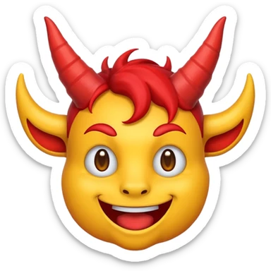 😈 emoji but red with yellow horns sticker
