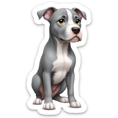 Gray Pitbull puppy standing sticker