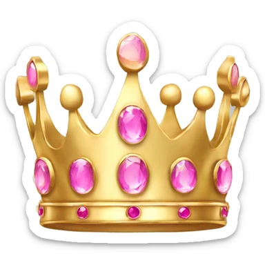 Simple gold queen crown with pink jewels sticker