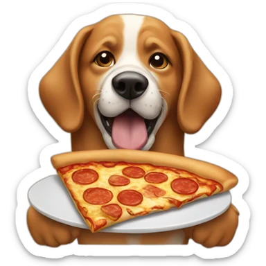 A dog eating pizza sticker
