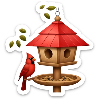 cardinal at bird feeder sticker