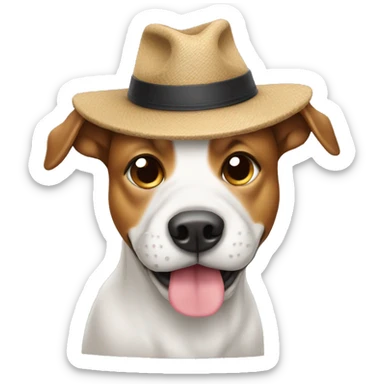 Dog pooping with hat on  sticker