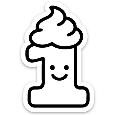 Cute number 1 emoji with whipped cream top, softcore aesthetic, pastel blue and beige, smiley face sticker