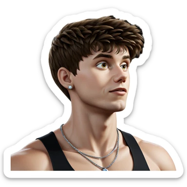 boy with necklace portrait sticker