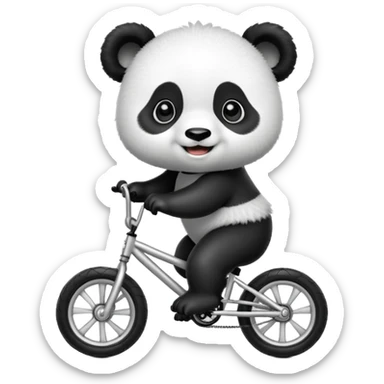 baby panda on silver bmx bike sticker