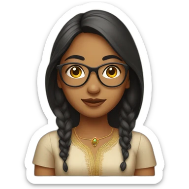 Indian girl with bindi and glasses sticker