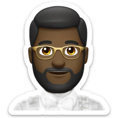 black soldier with beard, part in hair, white collared shirt, bow tie, gold glasses, bulletproof vest  sticker
