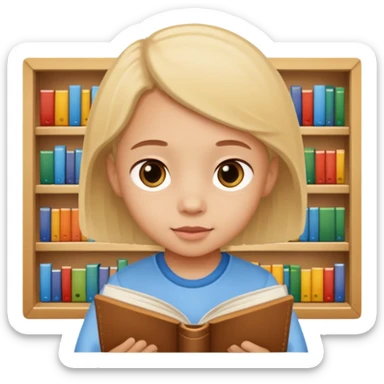 Child + picture book, Library Visitor. sticker