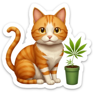 Cat high with a joint of weed  sticker