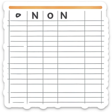 Create a minimal checklist emoji with YES/NO boxes. The design should be clean and modern with rounded corners. Include 2-3 simple lines representing list items and checkboxes. Use a minimalist style that emphasizes simplicity. sticker