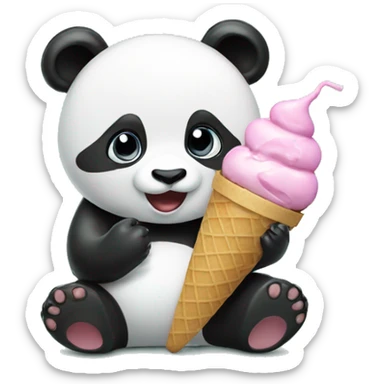 Panda eating ice cream sticker