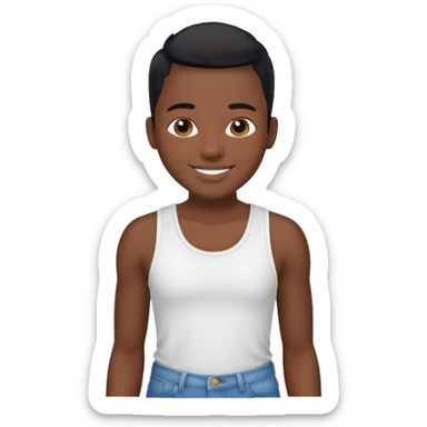 Un personnage noir avec un débardeur blanc et un jean 👖 avec des cheveux rasés noir sticker