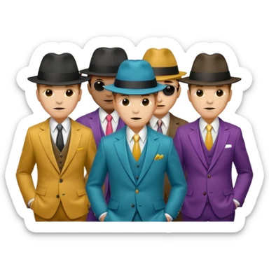Retro Mobster with different colored suits and hats sticker