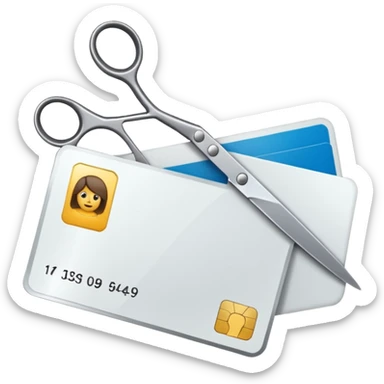 Scissors cutting ID card in half sticker