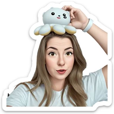 girl with stuffed animal sticker