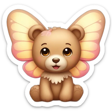 Cute teddy bear with big butterfly wings sticker