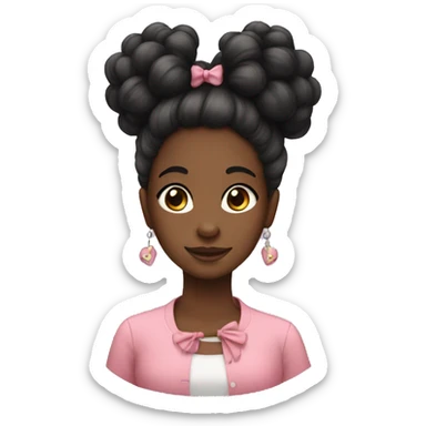 Black girl with poofs with bows in her hair sticker