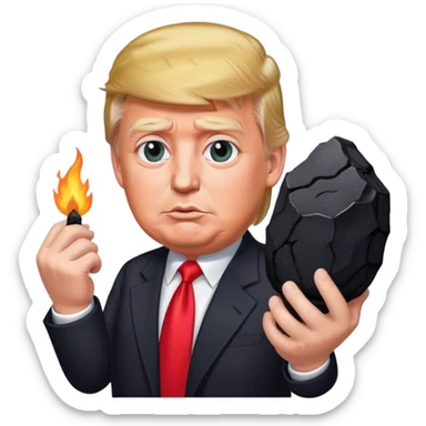 Trump holds coal in his hands sticker