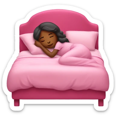 Girl sleeping in a pink bed  sticker