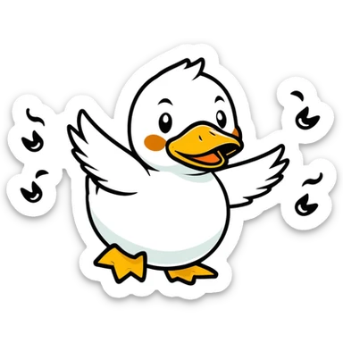 duck trowing up four sticker
