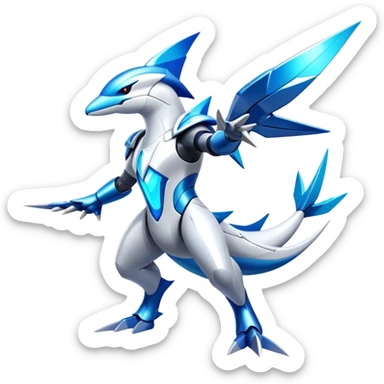 Futuristic Modern Epic Legendary Shiny Cyber-Latios-Latias-Dialga-Reshiram-Creature, (full body) sticker