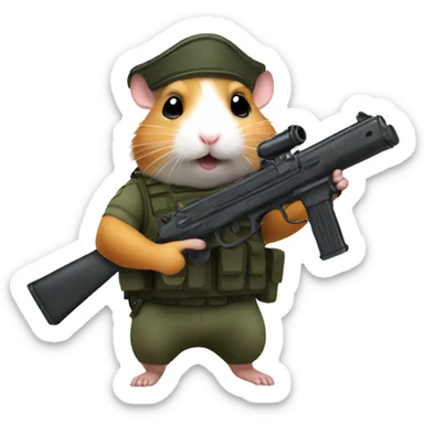 hamster combat soilder with gun sticker
