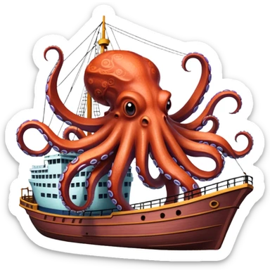 Kraken – Giant octopus with tentacles wrapping a ship sticker