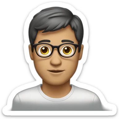 white-male-brunette-black-round-glasses sticker