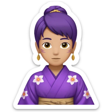 não binário japones kimono roxo sticker