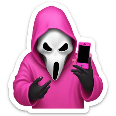 ghost face from scream on a pink phone  sticker