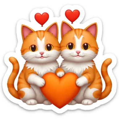 two happy cats in love surrounded by hearts sticker