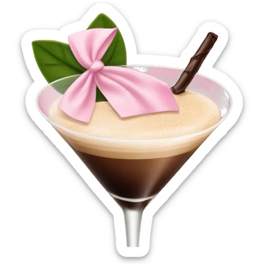 Espresso martini with light pink bow on stem sticker