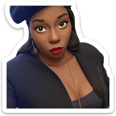 stylish girl in black beret sticker