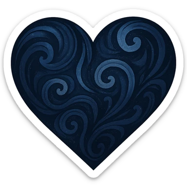 heart with a swirling midnight pattern, digital illustration sticker