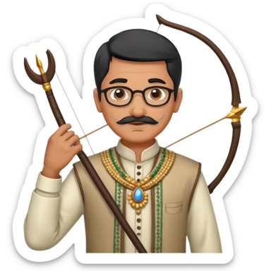 old indian male teacher in traditional attire archer sticker