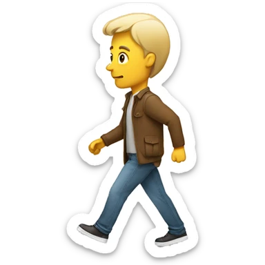 man walking with phon sticker