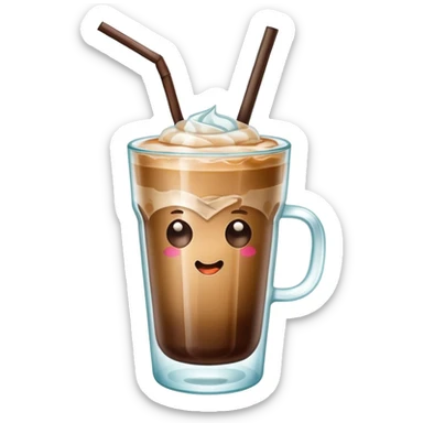 Ice coffee in a bow cup sticker