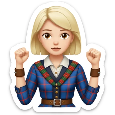 Scottish woman with fists up sticker