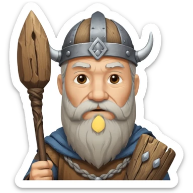 Old viking chief with long beard and staff sticker