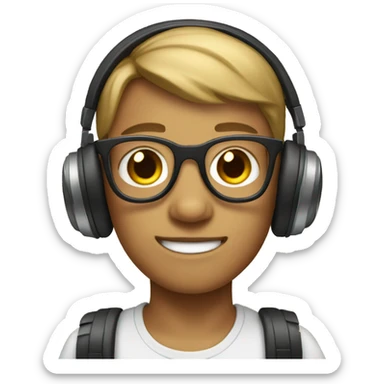 A boy with spects and headphones  sticker