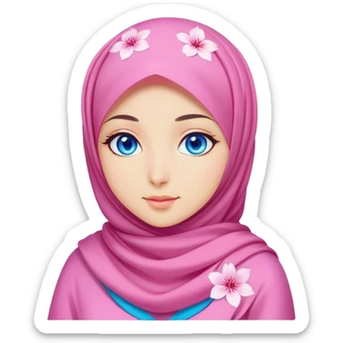 Turkish beautiful finish Konya girl blue eyes with hijab and Sakura dress sticker