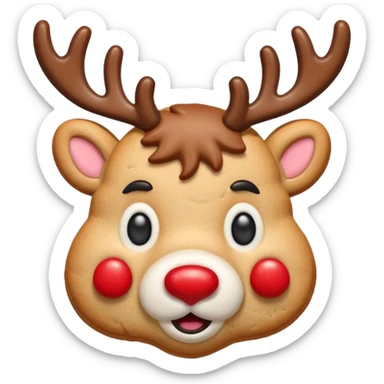 reindeer head shape cookie, no eyes, only have red nose on face sticker